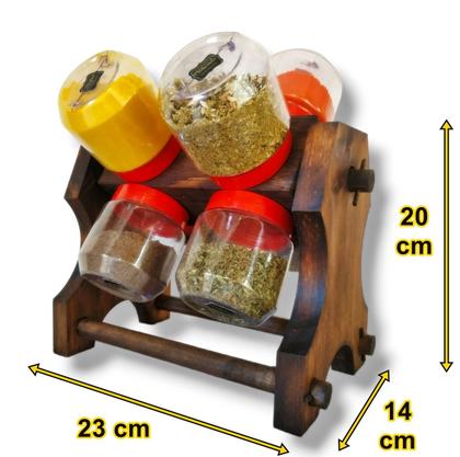 Imagem de Kit Temperos 8 Potes 230ml Giratório de Madeira + Adesivos