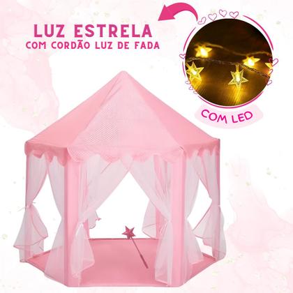 Imagem de Kit Tenda Cabana Princesa Iluminada Luzes Led C/ Varinha