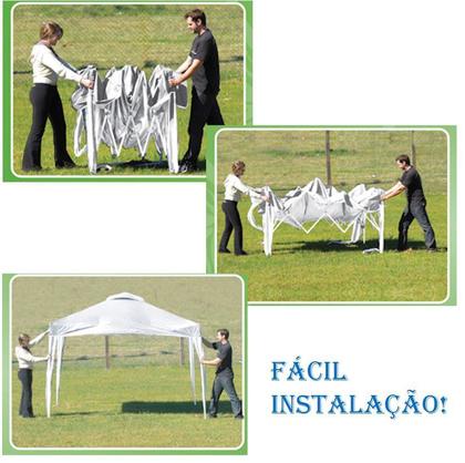 Imagem de Kit Tenda Gazebo X-Flex Articulável 3x3m + 4 Paredes Ráfia Branco - Mor