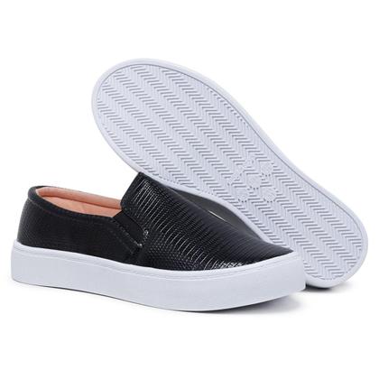 Imagem de Kit Tênis Casual Feminino Macio Legítimo Slip On Iate + Relógio Touch Digital
