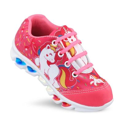 Imagem de Kit Tênis De Led Infantil Menina Feminino Unicórnio + Chinelo + Óculos + Relógio
