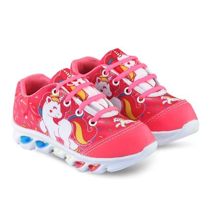 Imagem de Kit Tênis De Led Infantil Menina Feminino Unicórnio + Chinelo + Óculos + Relógio