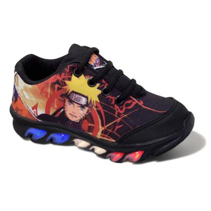 Imagem de Kit Tênis De Led Infantil Menino Masculino Naruto + Camisa + Relógio + Óculos