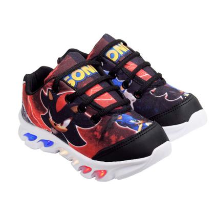 Imagem de Kit Tênis De Led Infantil Menino Masculino Sonic Shadow + Chinelo