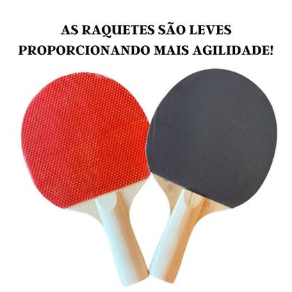 Imagem de Kit Tênis De Mesa Ping Pong 2 Raquetes + 3 Bolinhas + 1 Rede Novo Original