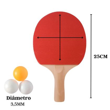 Imagem de Kit Tênis De Mesa Ping Pong 2 Raquetes + 3 Bolinhas + 1 Rede Novo Original