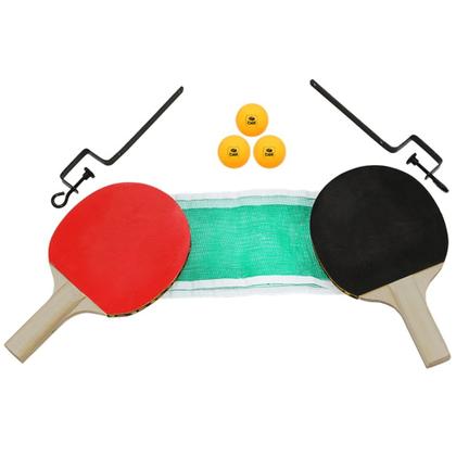 Imagem de Kit Tênis de Mesa Ping-Pong: 2 Raquetes, Suporte, Rede e 3 Bolinhas BEL