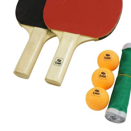 Imagem de Kit Tênis de Mesa Ping-Pong: 2 Raquetes, Suporte, Rede e 3 Bolinhas BEL