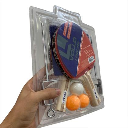 Imagem de Kit Tênis de Mesa VT710-R Vollo C/ 2 Raquetes 3 Bolas e Rede