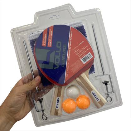 Imagem de Kit Tênis de Mesa VT710-R Vollo C/ 2 Raquetes 3 Bolas e Rede
