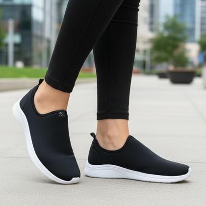 Imagem de Kit Tenis Feminino Calce Fácil Ortopédico Casual + Calcanheira e Silicone Anti Impacto Para Esporão