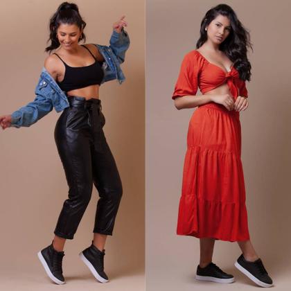 Imagem de Kit Tênis Feminino Preto + Tênis Feminino Cano Longo Preto