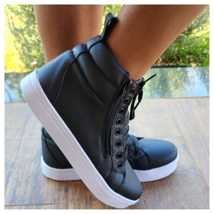 Imagem de Kit Tênis Feminino Preto + Tênis Feminino Cano Longo Preto