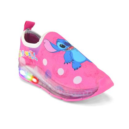 Imagem de Kit Tenis Infantil Feminino Led Calcefacil Stitch Rosa + Oculos+relogio