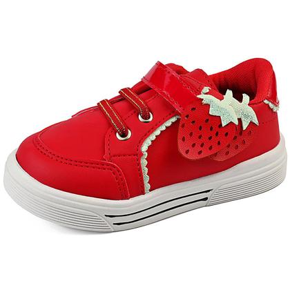 Imagem de Kit Tênis Infantil Feminino Vermelho Morango Com Bolsa E Presilha Leve Conforto Gatatuya