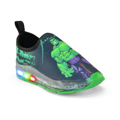 Imagem de Kit Tenis Infantil LED Masculino Calcefacil Hulk + Oculos+Relogio+chinelo
