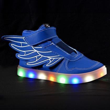 Imagem de Kit Tenis Infantil Led Meninos Botinha Asas Escolar Casual com Oculos E Relogio