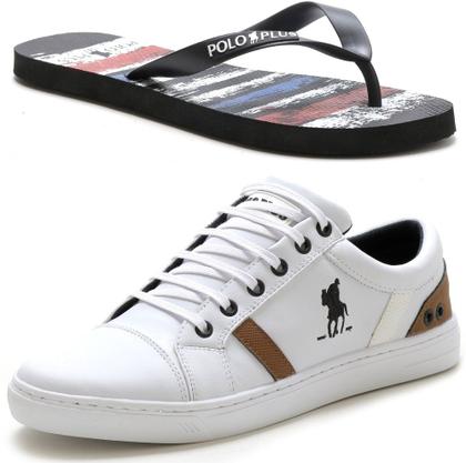 Imagem de Kit Tênis Sapatênis Masculino Polo Casual + Chinelo Básico