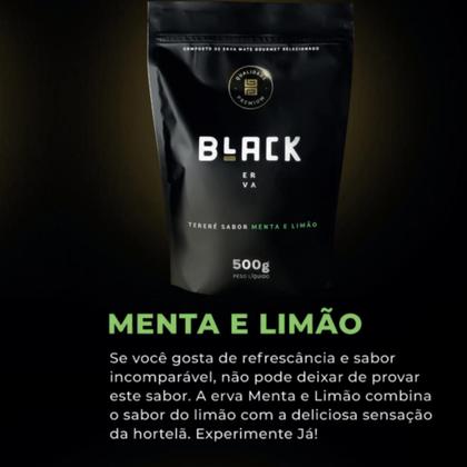 Imagem de Kit Tereré Black Erva Mate 500g + Copo Alumínio Térmico AZUL + Bomba Clássica Preta-Acompanha Scoop