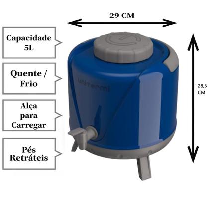 Imagem de Kit Tereré Garrafão 5 Litros + Copo/cuia C/ Tampa Bomba Inox 650ml Unitermi