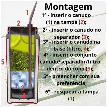 Imagem de Kit Tereré Garrafão 5 Litros + Copo/cuia C/ Tampa Bomba Inox 650ml Unitermi