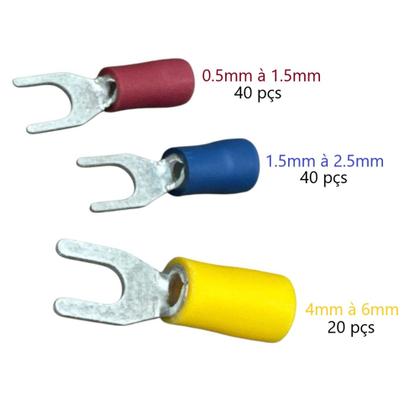 Imagem de Kit Terminais Garfo Forquilha Pré-isolado Elétrica C/ 100pçs