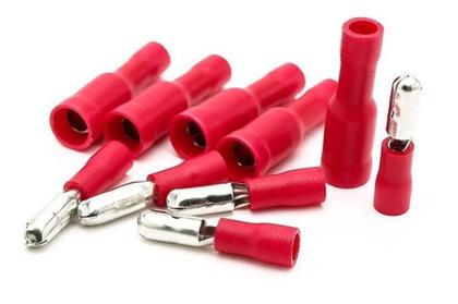 Imagem de Kit Terminal Bala Fêmea E Macho Pré Isolado Vermelho 25Pares