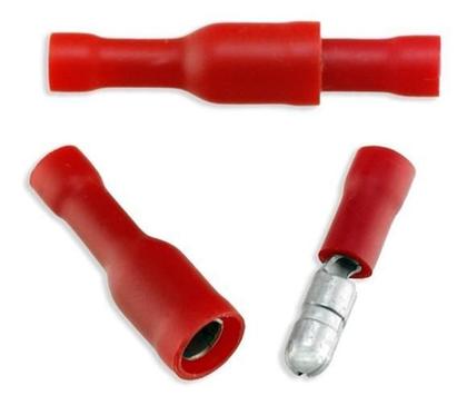 Imagem de Kit Terminal Bala Fêmea E Macho Pré Isolado Vermelho 25Pares