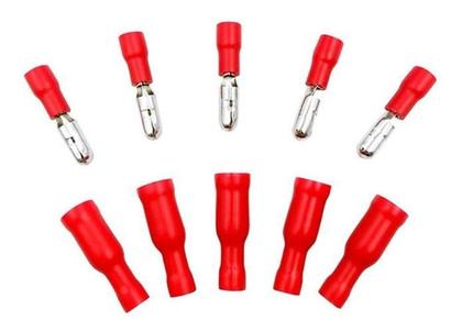 Imagem de Kit Terminal Bala Fêmea E Macho Pré Isolado Vermelho 25Pares