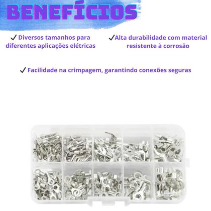 Imagem de Kit Terminal Elétrico Olhal Com Maleta Garfo Com 320 Unidades