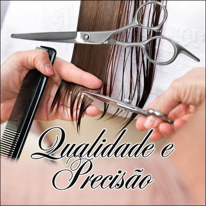 Imagem de Kit Tesouras Profissional Inoxidável Barbeiro Estojo 7 Peças