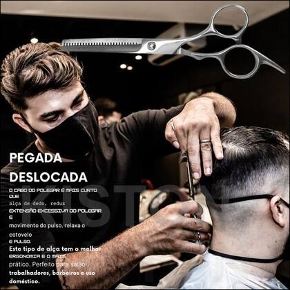 Imagem de Kit Tesouras Profissional Inoxidável Barbeiro Estojo 7 Peças