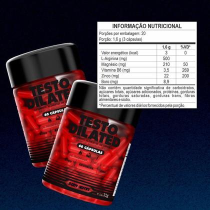 Imagem de Kit Testo Testo Dilated 60 Cápsulas Arginina e Magnésio  Energia, Performance e Vasodilatador