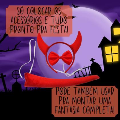 Imagem de Kit Tiara + Gravata + Rabinho Diabinho Halloween Carnaval Festas