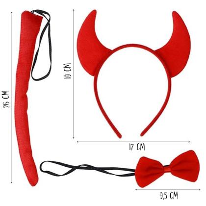 Imagem de Kit Tiara + Gravata + Rabinho Diabinho Halloween Carnaval Festas