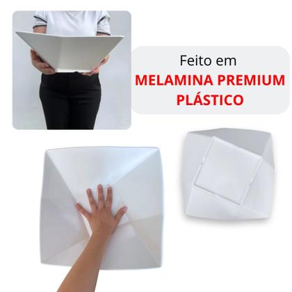 Imagem de Kit Tigela Quadrada Geometrica 32,5 Cm Grande + 4 Molheiras Formato Gota Molhos / Pequenas Porcoes  Bestfer 