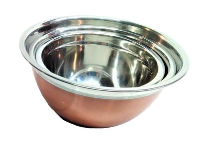 Imagem de Kit Tigelas Em Inox com Tampa Rosé Gold 3 Peças