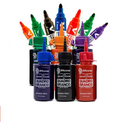 Imagem de Kit Tinta Marcador de Quadro Branco 100ml + Pincel Pilot Vboard