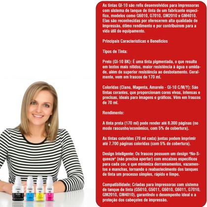 Imagem de Kit Tinta Original Gi-10 G6010 G7010 Gi-10 - 04 Cores