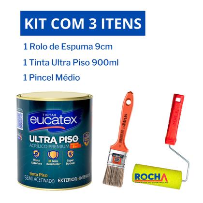 Imagem de Kit Tinta para Pintar Piso e Calçada 900ml + Rolo + Pincel