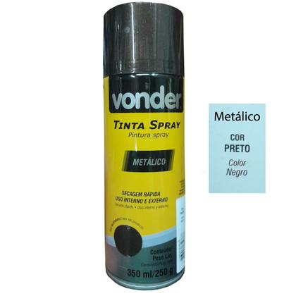 Imagem de Kit tinta spray preto metalico + primer 350ml vonder