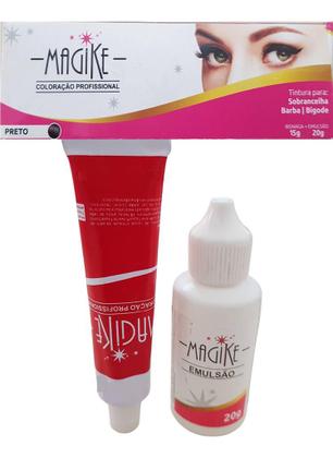 Imagem de Kit Tintura Sobrancelha Magike Emulsao 20ML Profissional Com Mixer Misturador Dappen 100 Palitos