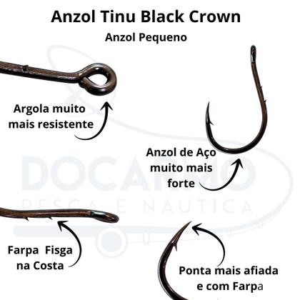 Imagem de Kit Tinu Black N10 com Farpa e Fisga 30 Anzóis da Crown