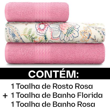 Imagem de Kit Toalha 3 Peças Banho + Rosto 100% Algodão Felpudo Prisma Dohler - Emcompre