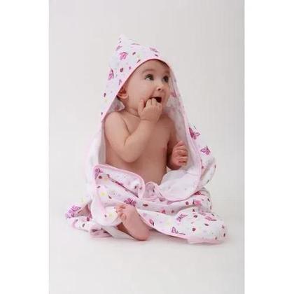 Imagem de Kit Toalha Banho Bebê Com Capuz e Pano de Boca Soft Fralda