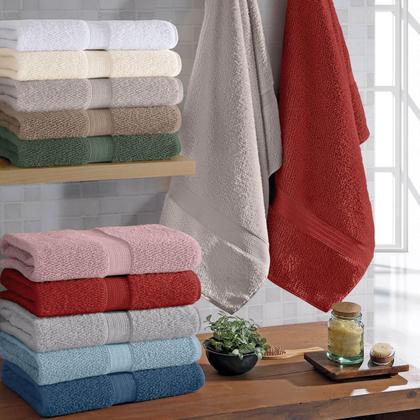 Imagem de Kit Toalha Banho e Rosto 4 Peças Dusty Rose 100 Algodão Fio Penteado Alta Absorção Buettner