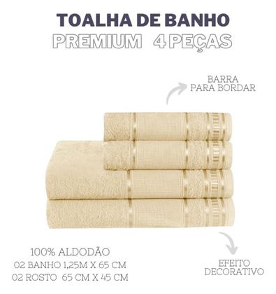 Imagem de Kit Toalha Banho e Rosto 4 Peças Felpuda - Absorção e Maciez Garantidas