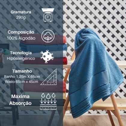 Imagem de Kit Toalha Banho e Rosto 4 Peças Felpuda - Absorção e Maciez Garantidas