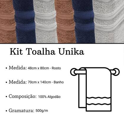 Imagem de Kit Toalha Banho e Rosto Karsten Unika Algodão Antipilling Confortável