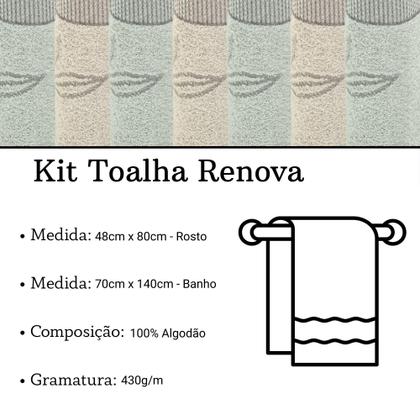 Imagem de Kit Toalha Banho e Rosto Renova Karsten 70x140cm e 48x80cm 430g/m²